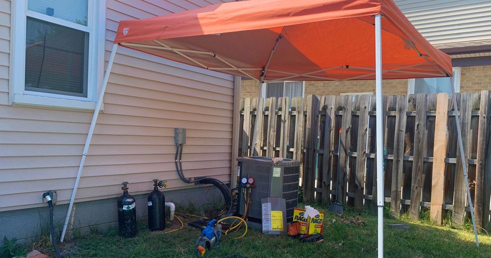 HVAC installation work in progress at a residential home